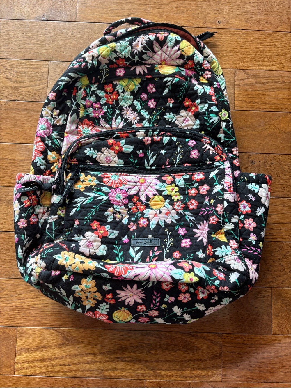 🌸Vera Bradley Black Floral Quilted Campus Backpack🌸